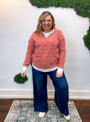 Homecoming Stripe Pullover in Rust