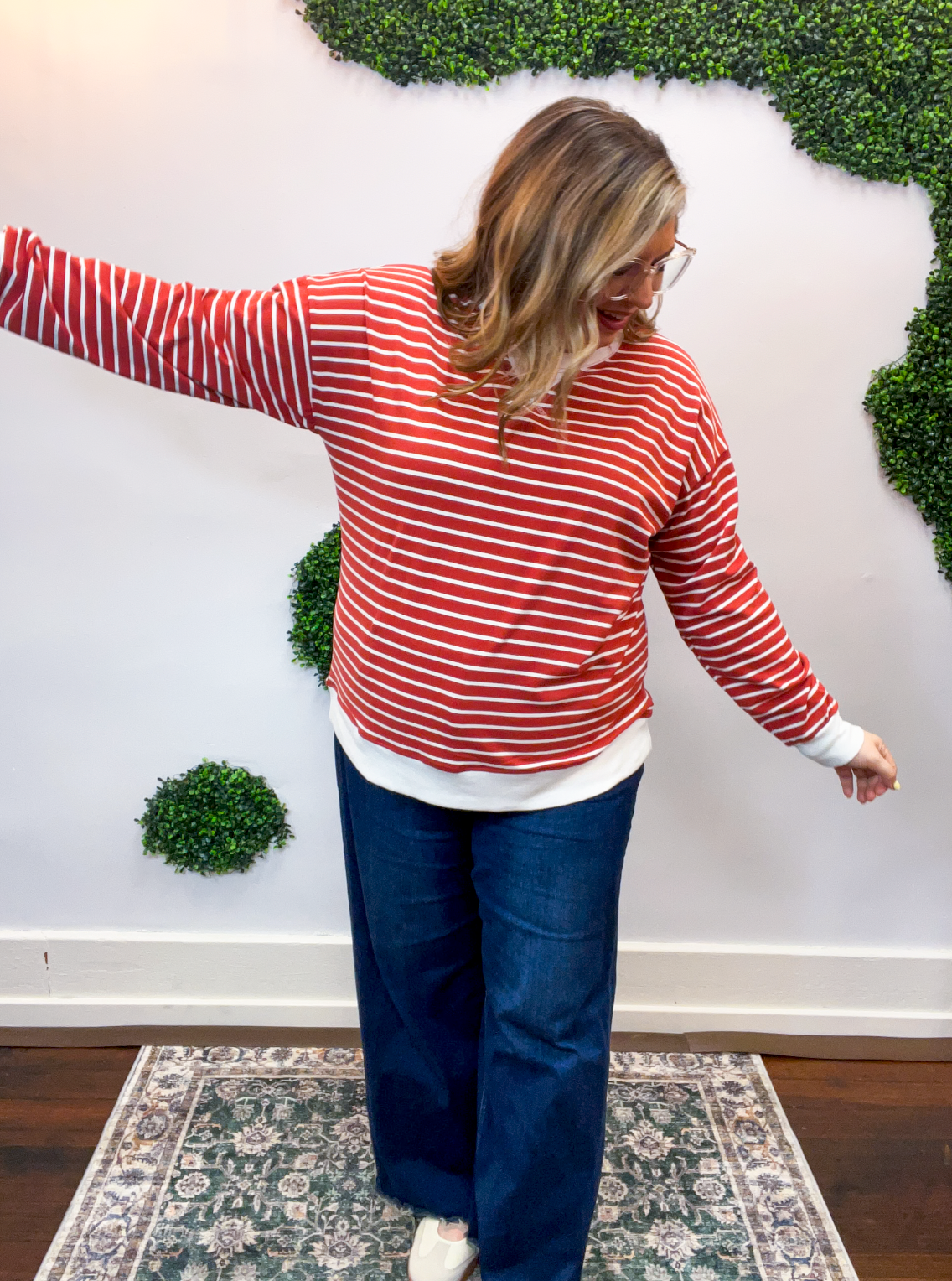 Homecoming Stripe Pullover in Rust