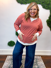 Homecoming Stripe Pullover in Rust