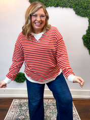 Homecoming Stripe Pullover in Rust