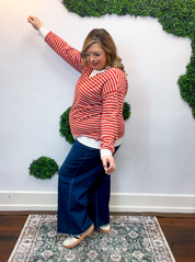Homecoming Stripe Pullover in Rust