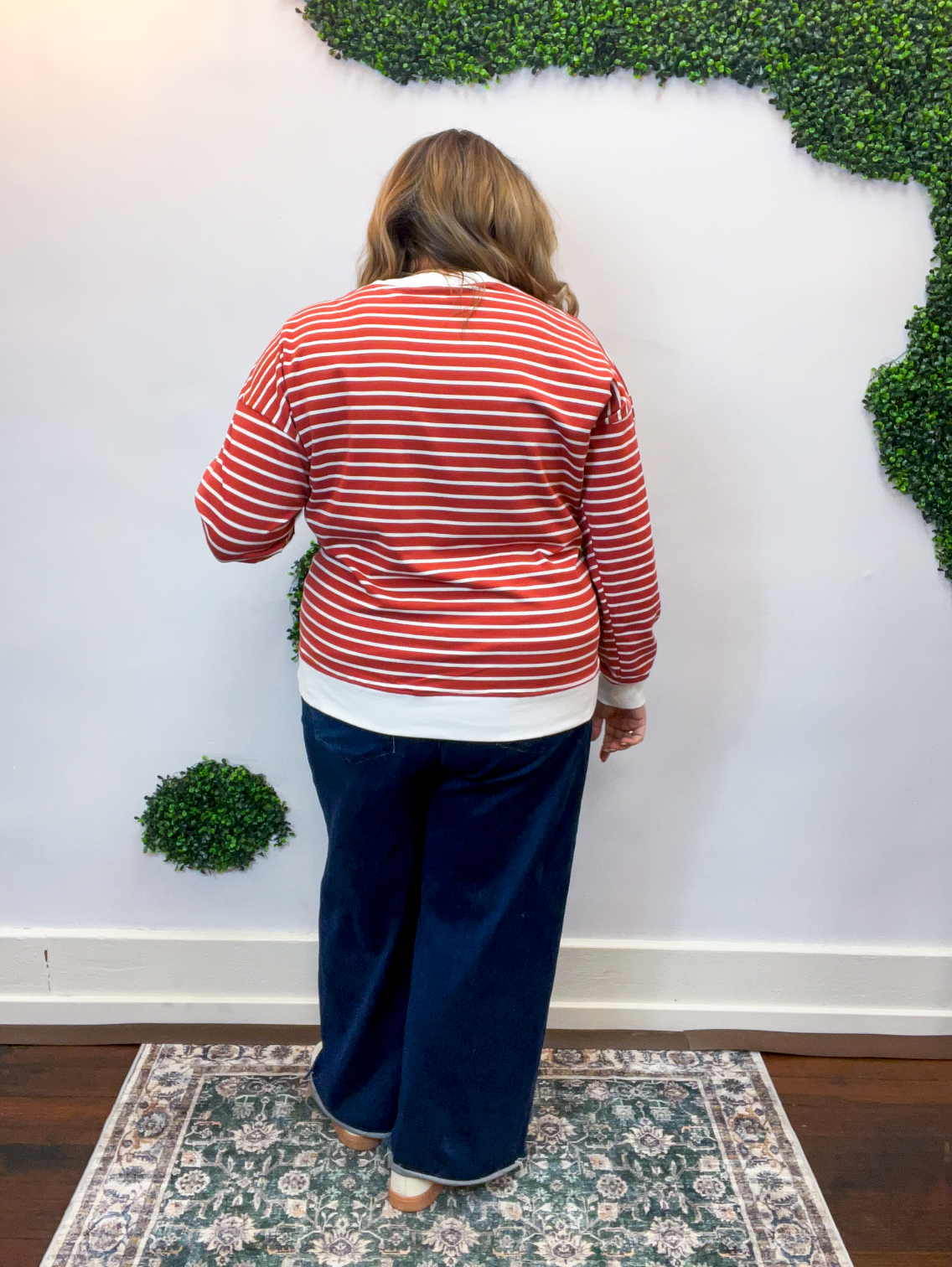 Homecoming Stripe Pullover in Rust