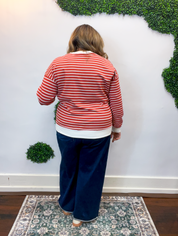 Homecoming Stripe Pullover in Rust