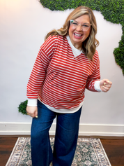 Homecoming Stripe Pullover in Rust