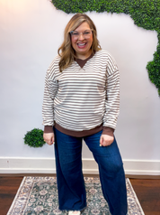 Homecoming Stripe Pullover in Brown & Beige