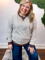 Homecoming Stripe Pullover in Brown & Beige