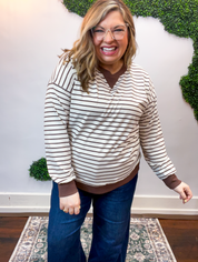 Homecoming Stripe Pullover in Brown & Beige