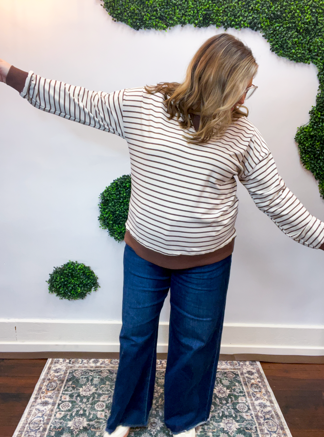 Homecoming Stripe Pullover in Brown & Beige