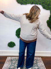 Homecoming Stripe Pullover in Brown & Beige