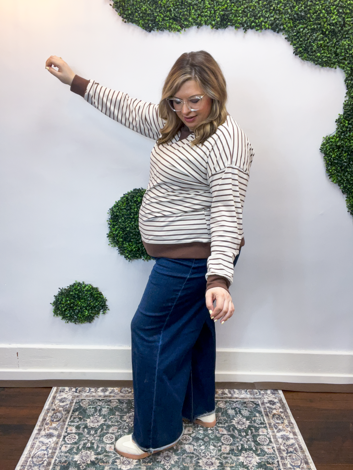 Homecoming Stripe Pullover in Brown & Beige