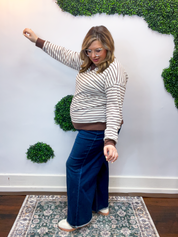 Homecoming Stripe Pullover in Brown & Beige
