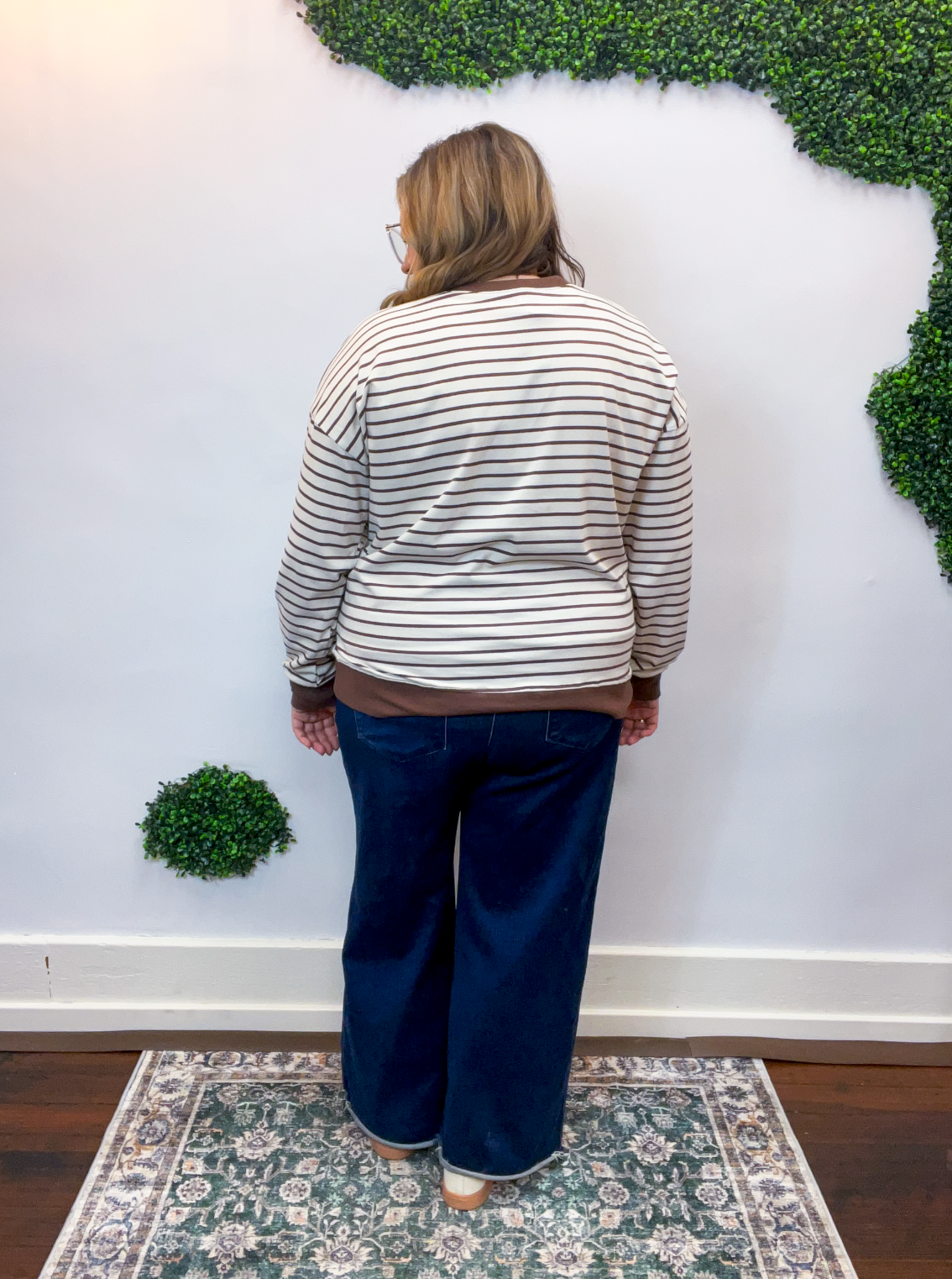 Homecoming Stripe Pullover in Brown & Beige