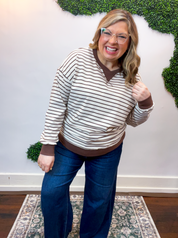 Homecoming Stripe Pullover in Brown & Beige