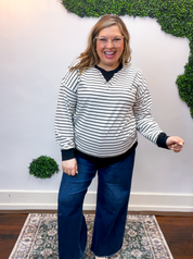 Homecoming Stripe Pullover in Black & White