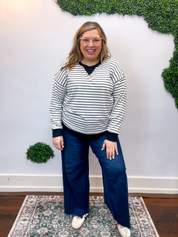 Homecoming Stripe Pullover in Black & White