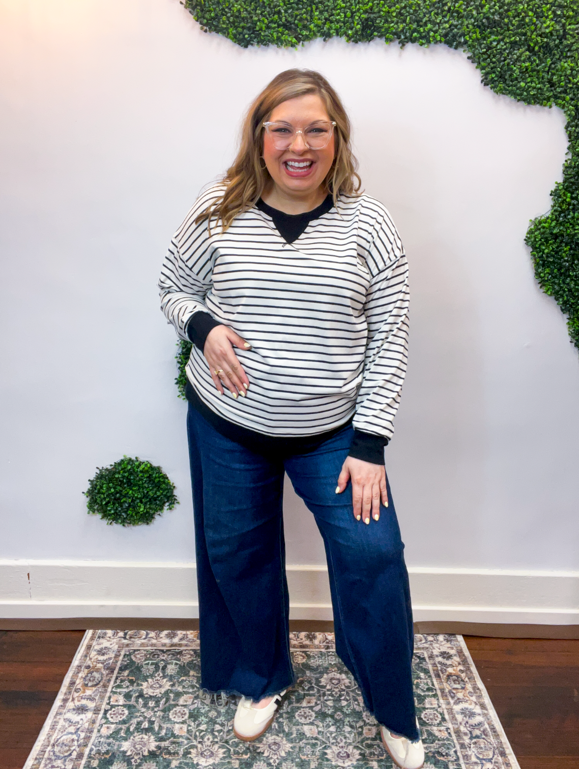 Homecoming Stripe Pullover in Black & White