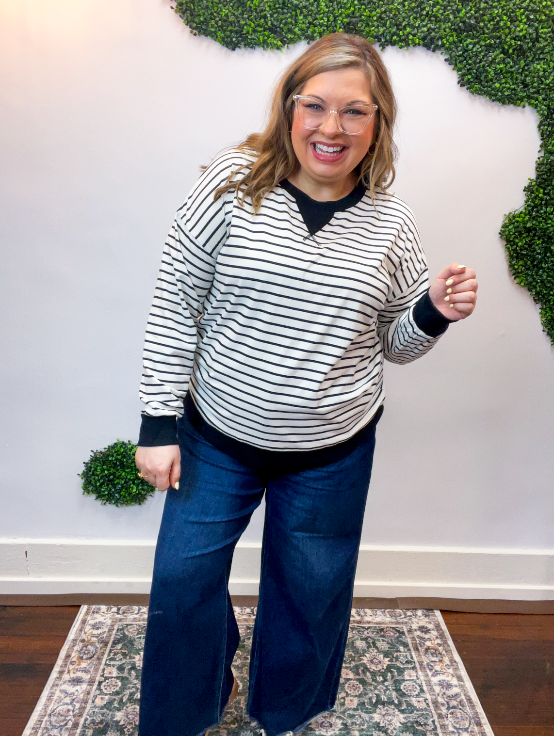 Homecoming Stripe Pullover in Black & White