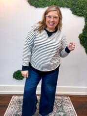 Homecoming Stripe Pullover in Black & White