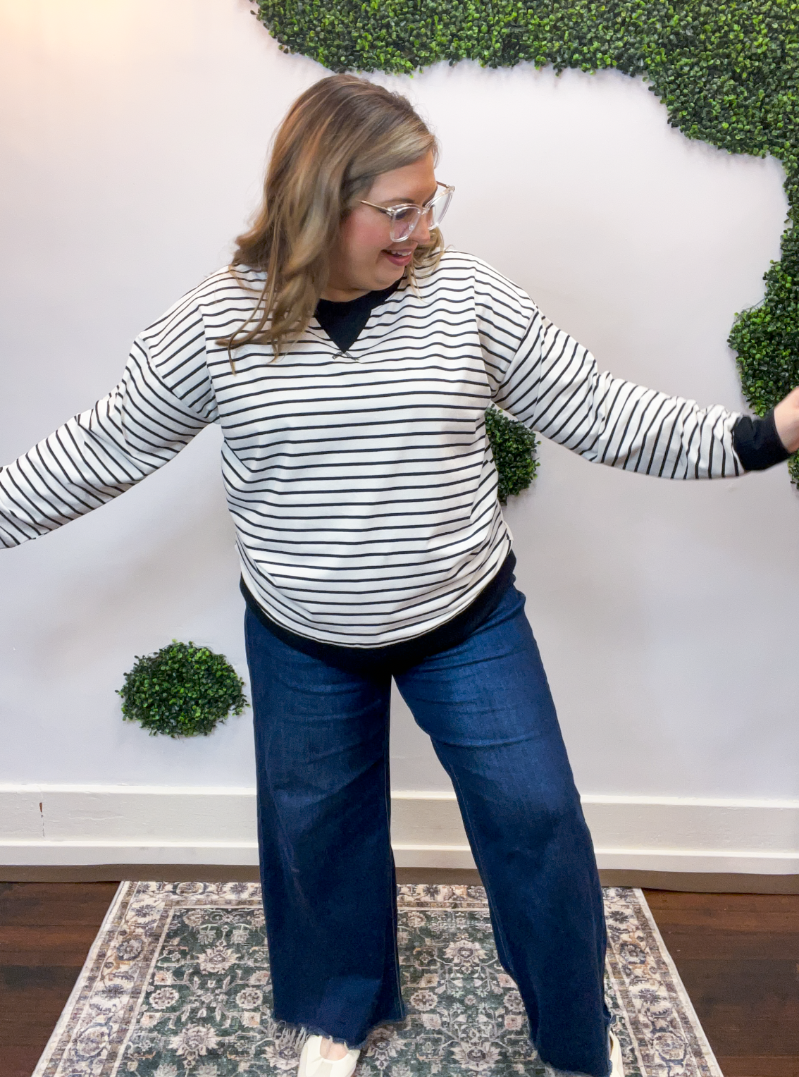 Homecoming Stripe Pullover in Black & White