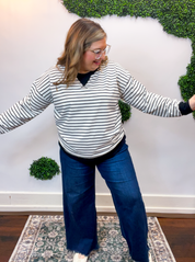 Homecoming Stripe Pullover in Black & White
