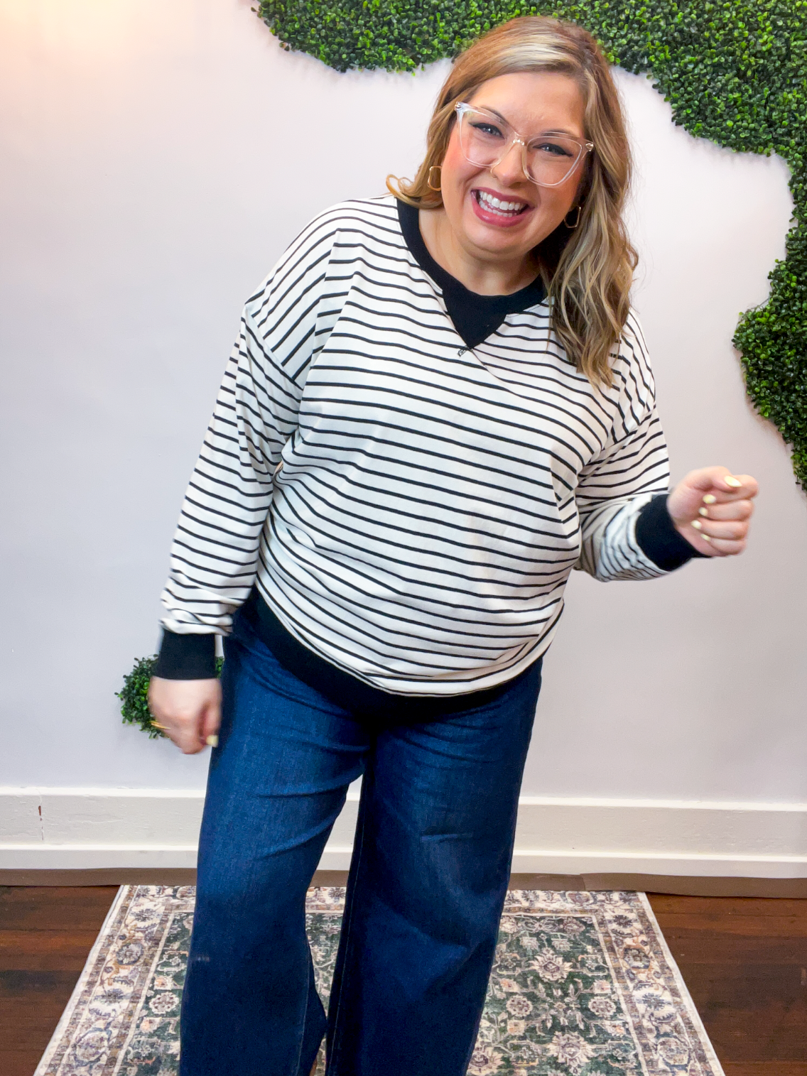 Homecoming Stripe Pullover in Black & White