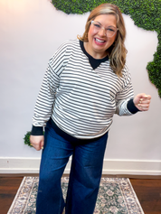Homecoming Stripe Pullover in Black & White