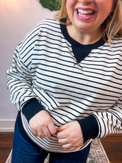 Homecoming Stripe Pullover in Black & White