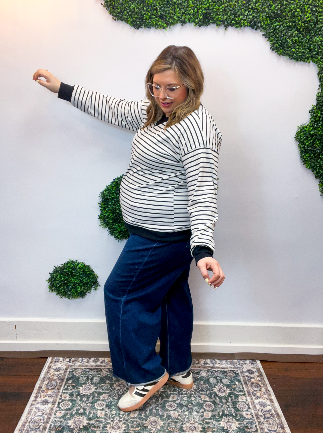 Homecoming Stripe Pullover in Black & White