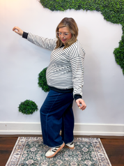 Homecoming Stripe Pullover in Black & White