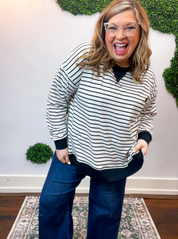 Homecoming Stripe Pullover in Black & White