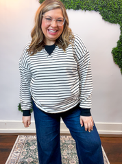 Homecoming Stripe Pullover in Black & White