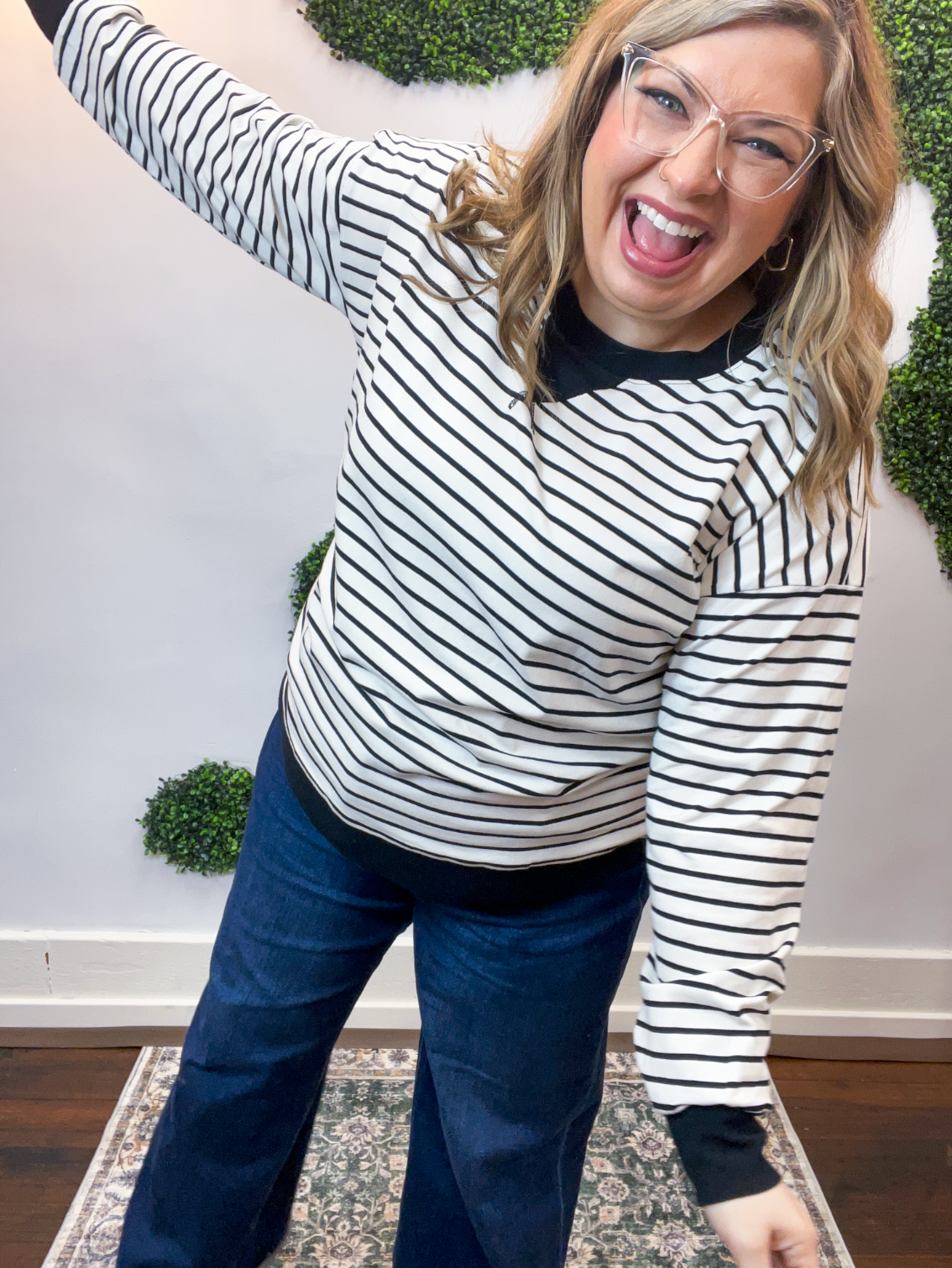 Homecoming Stripe Pullover in Black & White