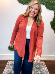Cider Season Cardigan in Rust