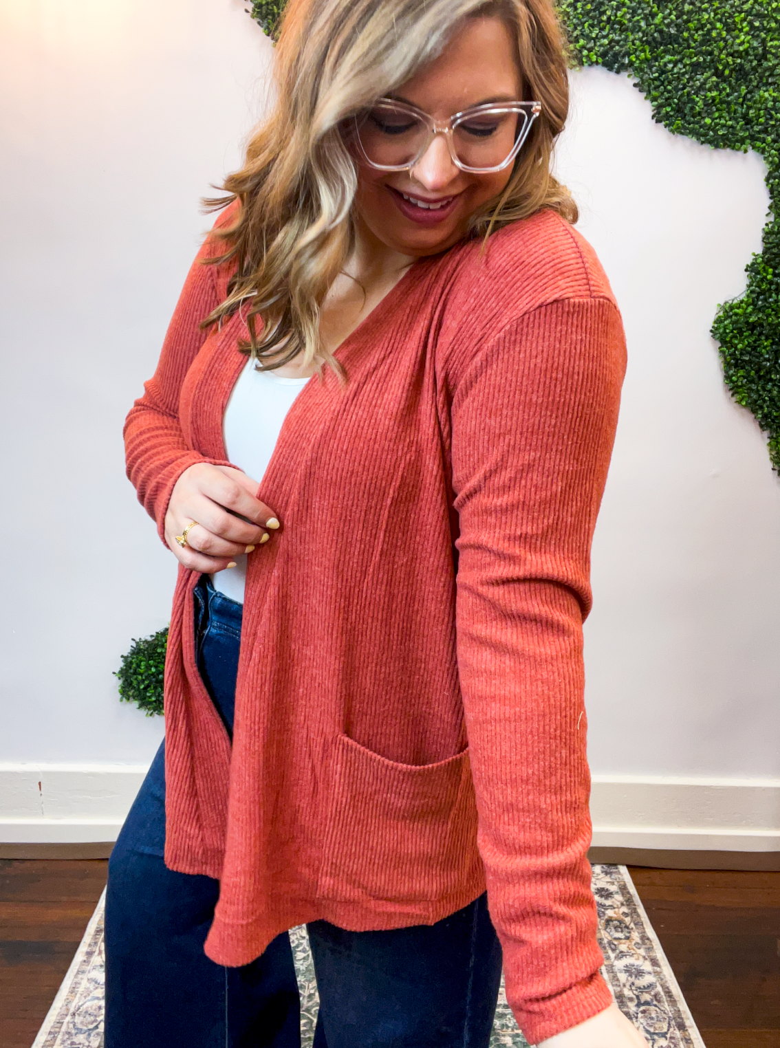 Cider Season Cardigan in Rust