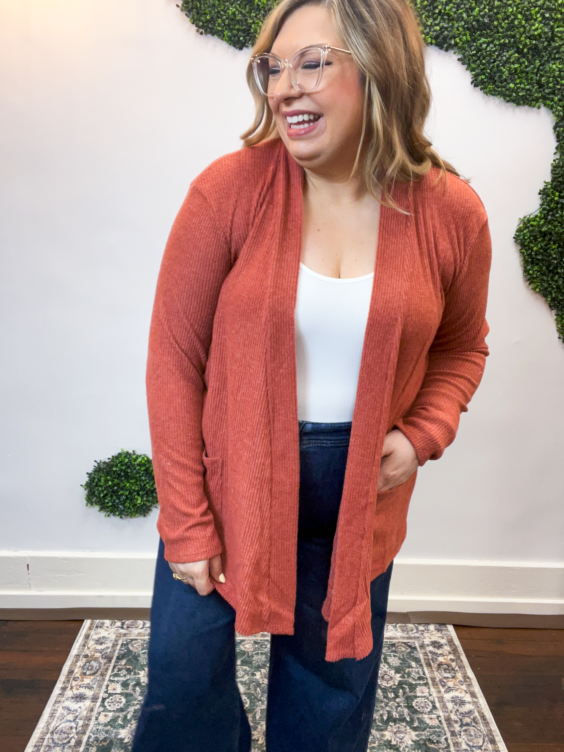 Cider Season Cardigan in Rust