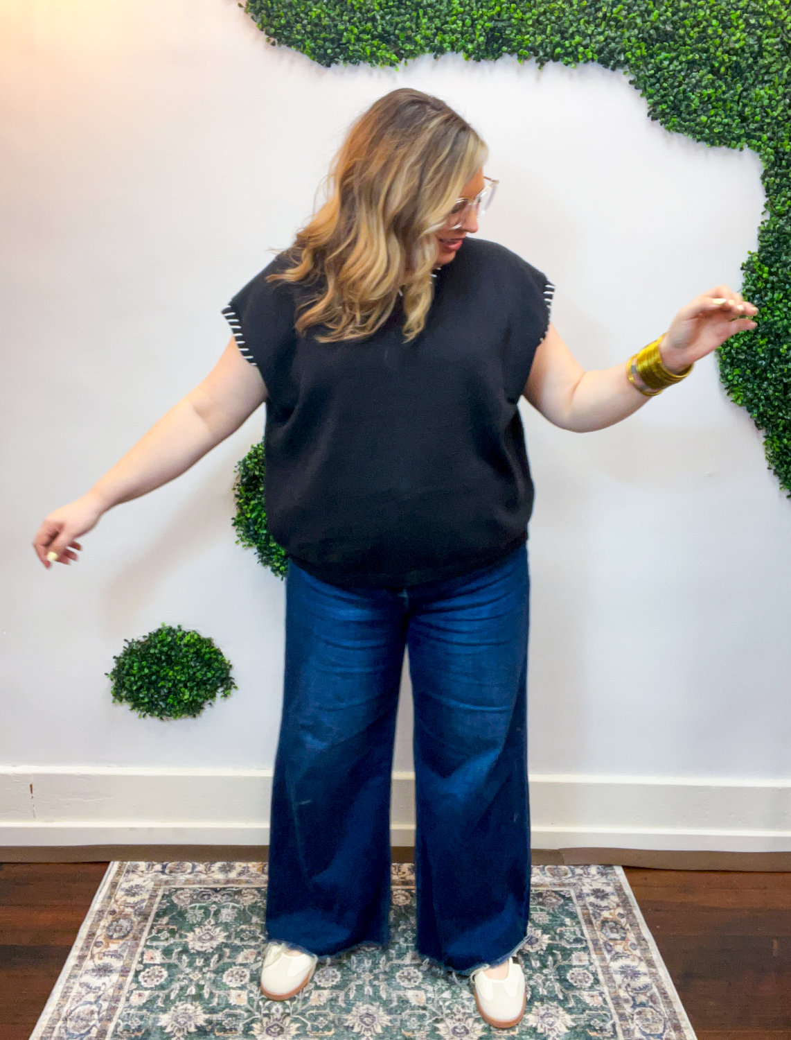 Whipstitch Sweater Vest in Black