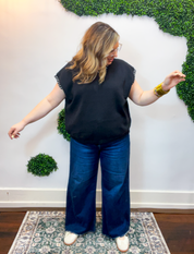 Whipstitch Sweater Vest in Black