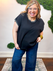 Whipstitch Sweater Vest in Black