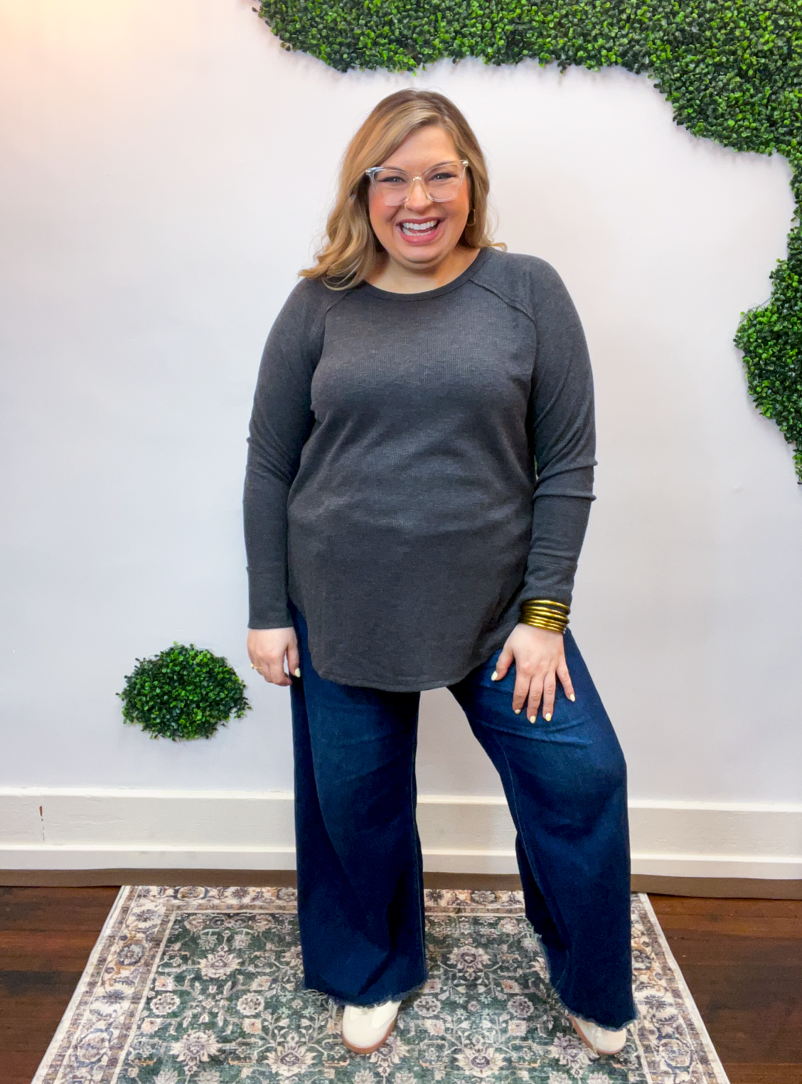 Cozy Days Baby Waffle Top in Black