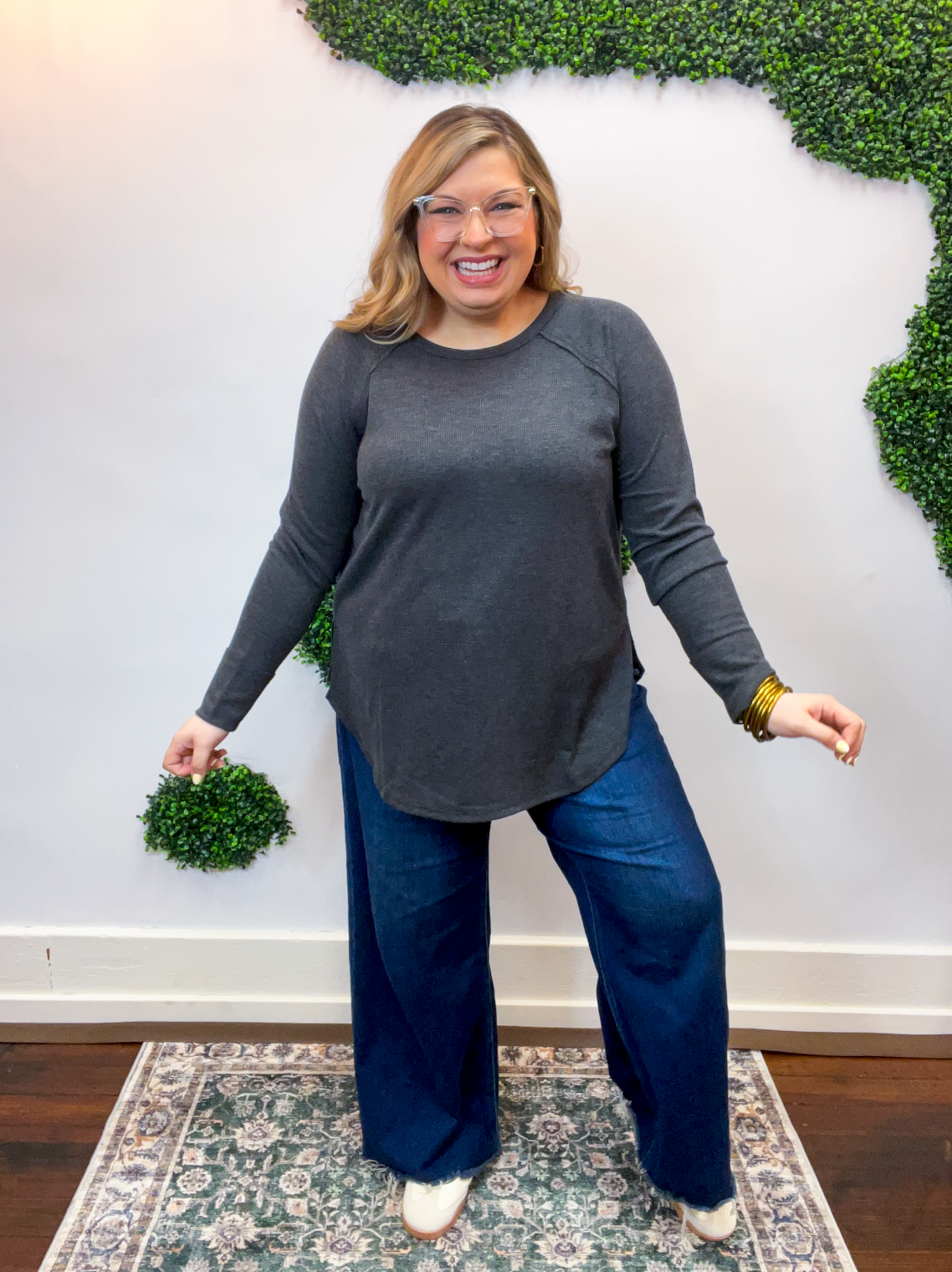 Cozy Days Baby Waffle Top in Black