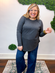 Cozy Days Baby Waffle Top in Black