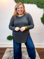 Cozy Days Baby Waffle Top in Black