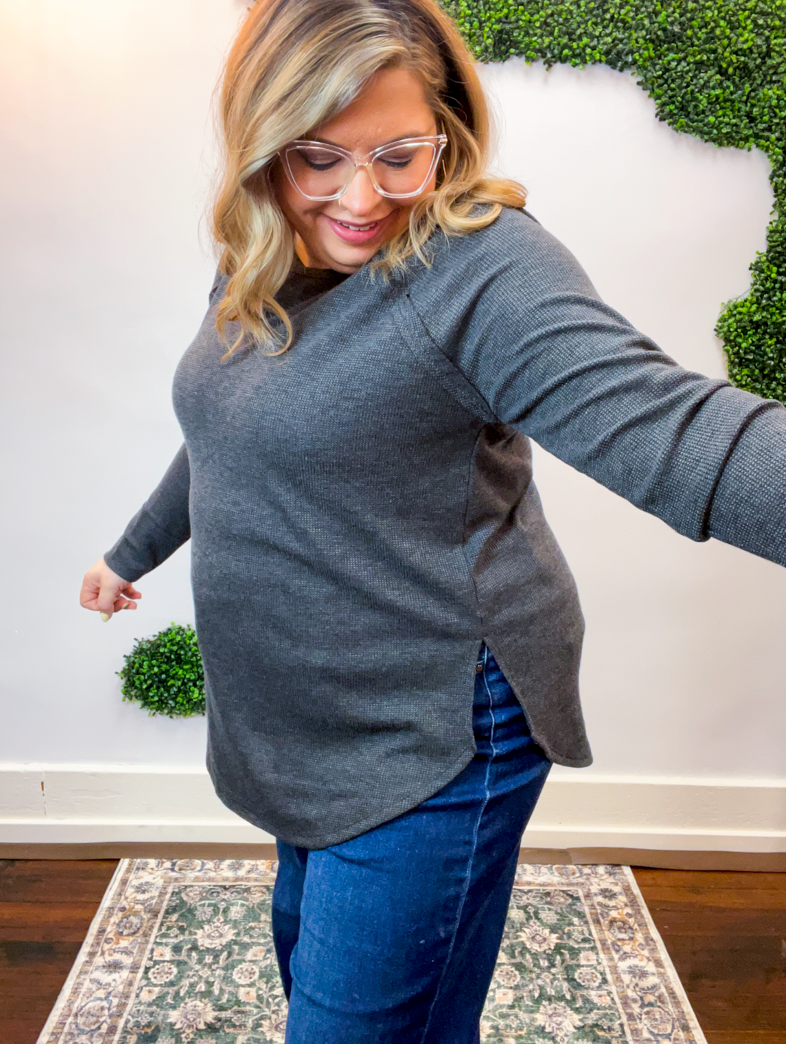 Cozy Days Baby Waffle Top in Black