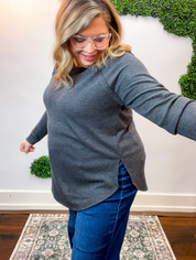 Cozy Days Baby Waffle Top in Black