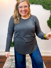 Cozy Days Baby Waffle Top in Black