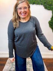 Cozy Days Baby Waffle Top in Black
