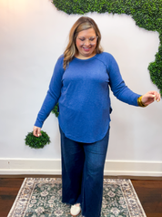 Cozy Days Baby Waffle Top in Light Navy