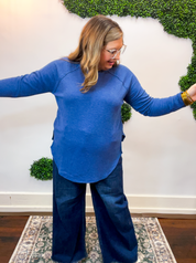 Cozy Days Baby Waffle Top in Light Navy