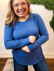 Cozy Days Baby Waffle Top in Light Navy