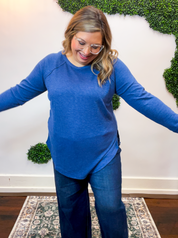 Cozy Days Baby Waffle Top in Light Navy